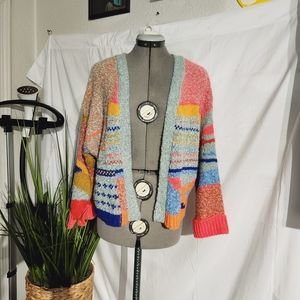 Sincerely Jules Abstract Multicolor Open Front Sweater Size: S